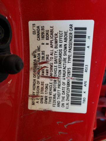 2019 HONDA CIVIC LX 2HGFC2F68KH542875