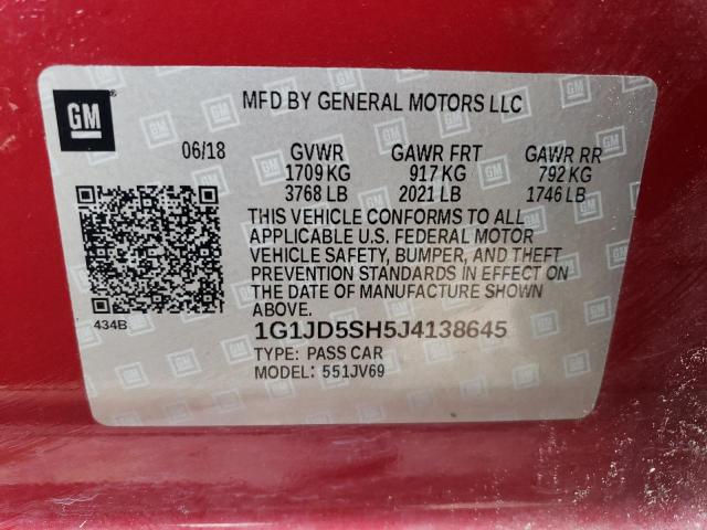 2018 CHEVROLET SONIC LT - 1G1JD5SH5J4138645