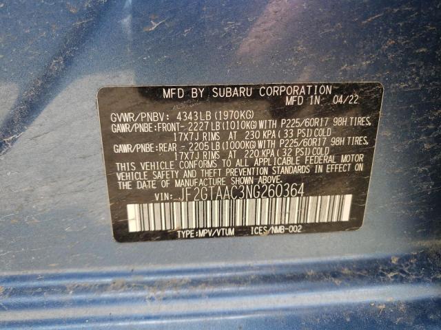 JF2GTAAC3NG260364 Subaru Crosstrek