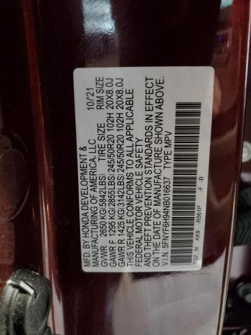 2022 HONDA PILOT TOUR - 5FNYF6H94NB016637