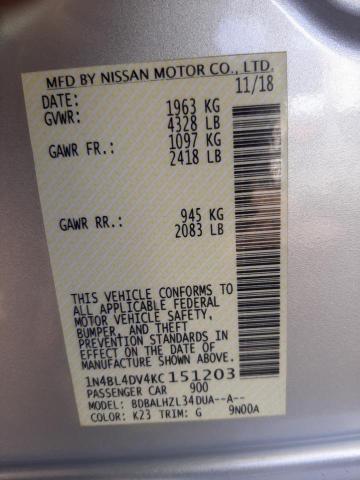 1N4BL4DV4KC151203 Nissan ALTIMA SV