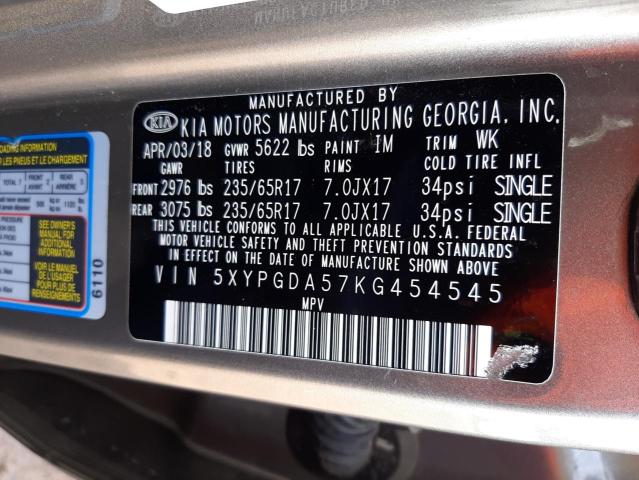 5XYPGDA57KG454545 KIA SORENTO LX