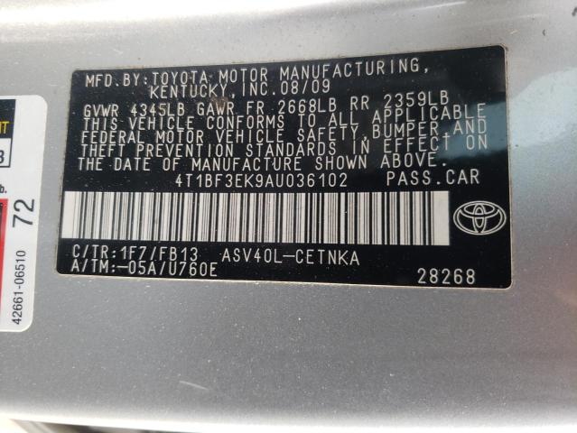 4T1BF3EK9AU036102 | 2010 Toyota camry base