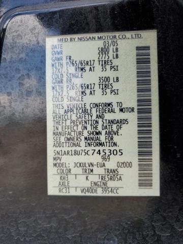 5N1AR18U75C745305 Nissan Pathfinder Le