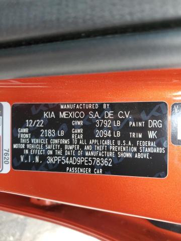 3KPF54AD9PE578362 KIA Forte Gt Line
