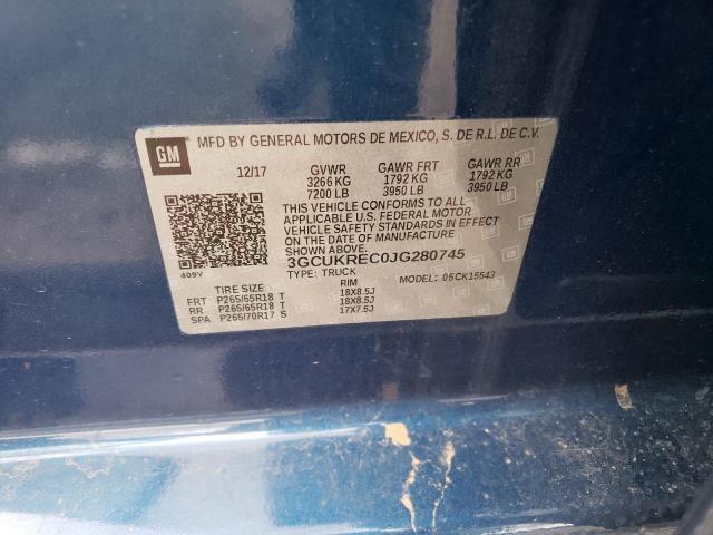 3GCUKREC0JG280745 Chevrolet Silverado K1500 Lt