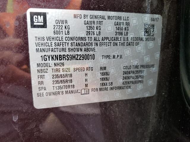 1GYKNBRS9HZ290010 Cadillac XT5 LUXURY