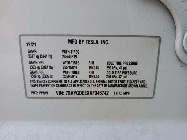 7SAYGDEEXNF346742 Tesla Model Y