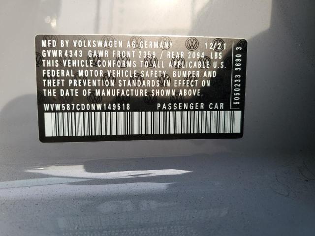 2022 VOLKSWAGEN GTI AUTOBA WVW587CD0NW149518