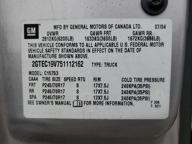 2GTEC19V751112162 GMC New Sierra C1500