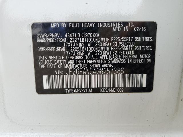 JF2GPANC4G8257386 Subaru Crosstrek Limited