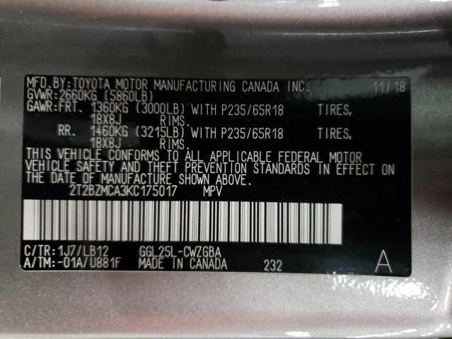 2019 LEXUS RX 350 BAS - 2T2BZMCA3KC175017