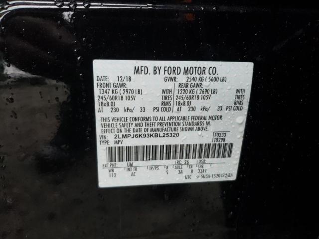 2019 LINCOLN NAUTILUS S 2LMPJ6K93KBL25320