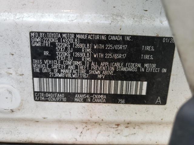 2T3RWRFV8LW071167 | 2020 TOYOTA RAV4 XLE