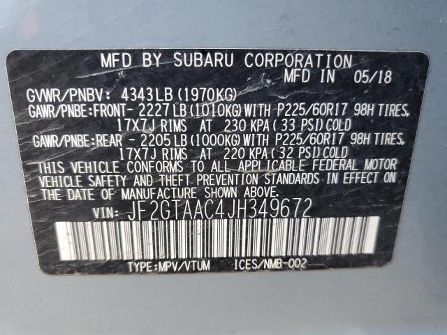 JF2GTAAC4JH349672 Subaru CROSSTREK