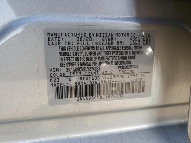 3N1AB8CV8LY274337 Nissan SENTRA SV