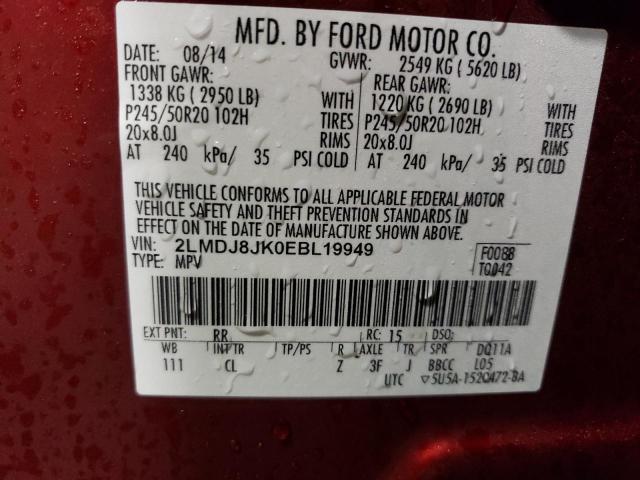 2LMDJ8JK0EBL19949 Lincoln MKX