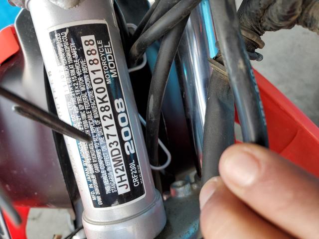 2008 HONDA CRF230 L JH2MD37128K001888