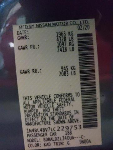 1N4BL4BV7LC229753 Nissan ALTIMA S