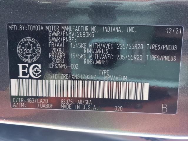 2022 TOYOTA HIGHLANDER - 5TDFZRBHXNS179367