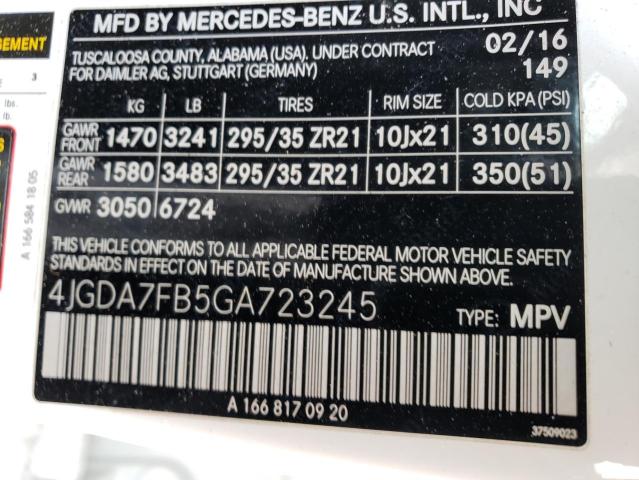 2016 MERCEDES-BENZ GLE 63 AMG 4JGDA7FB5GA723245