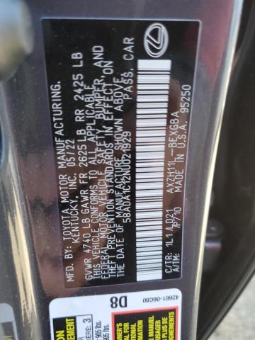 2022 LEXUS ES 300H BA 58ADA1C12NU021929