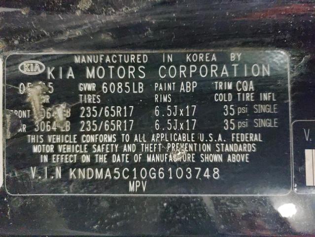 2016 KIA SEDONA L - KNDMA5C10G6103748