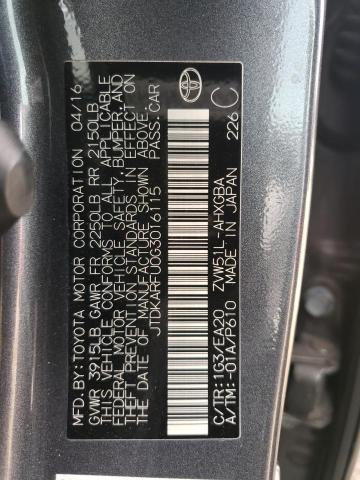 JTDKARFU0G3016115 Toyota PRIUS