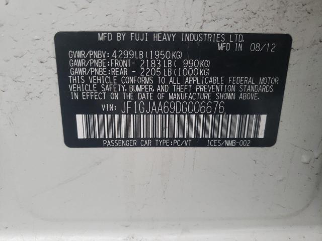 VIN: JF1GJAA69DG006676 Auction: COPART Lot: 44377623 Location: UT - OGDEN JF1GJAA69DG006676 SUBARU IMPREZA 2013 WHITE Photo 12