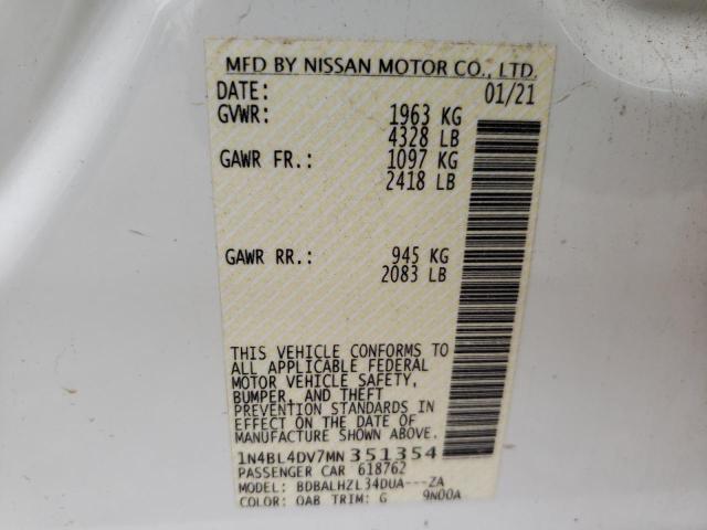 2021 NISSAN ALTIMA SV - 1N4BL4DV7MN351354