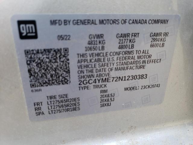 2022 CHEVROLET SILVERADO - 2GC4YME72N1230383
