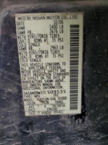 5N1AN08W37C509535 Nissan Xterra Off Road