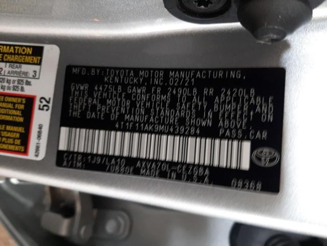 2021 TOYOTA CAMRY XLE - 4T1F11AK9MU439284