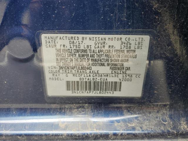 3N1CN7AP7JL802443 Nissan VERSA S