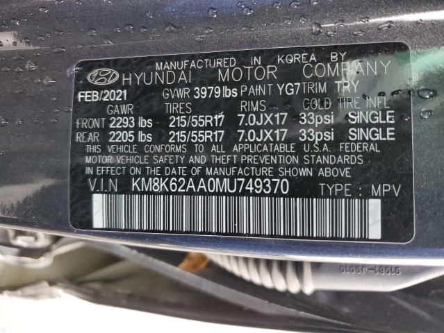 2021 HYUNDAI KONA SEL P - KM8K62AA0MU749370