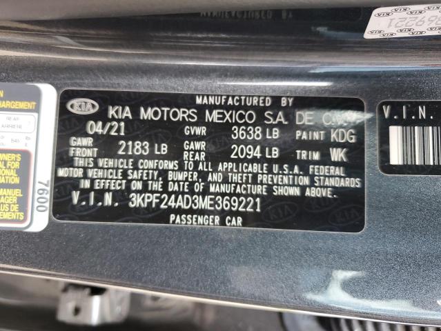 3KPF24AD3ME369221 KIA FORTE FE