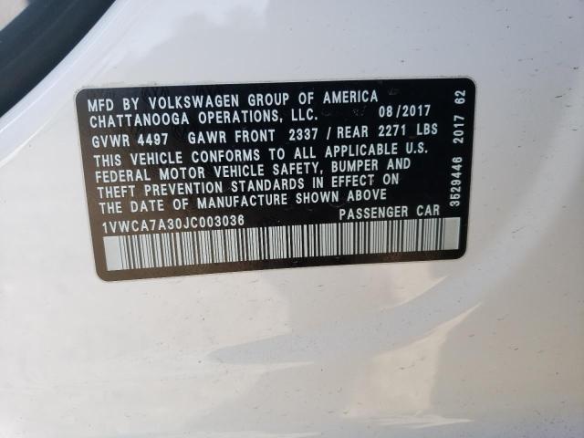 2018 VOLKSWAGEN PASSAT SEL - 1VWCA7A30JC003036