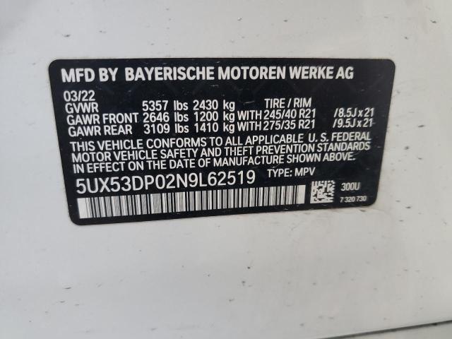 2022 BMW X3 XDRIVE3 - 5UX53DP02N9L62519