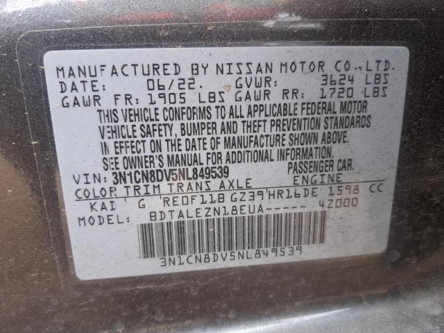 3N1CN8DV5NL849539 Nissan VERSA S