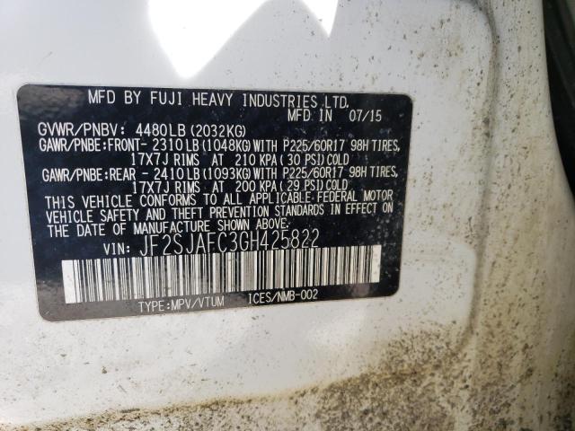 2016 SUBARU FORESTER 2 - JF2SJAFC3GH425822