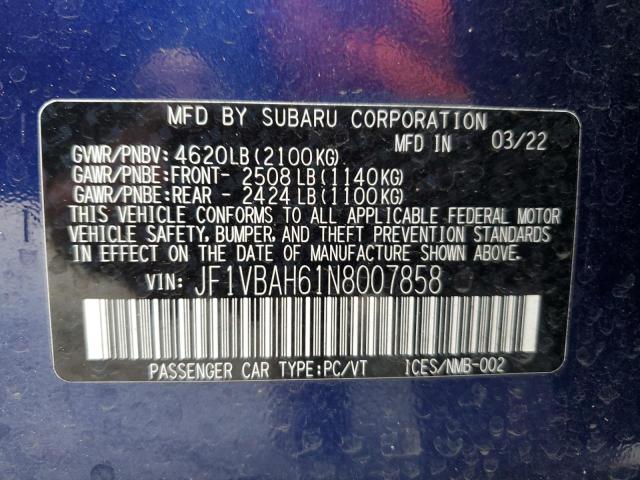 JF1VBAH61N8007858 Subaru Wrx Premium