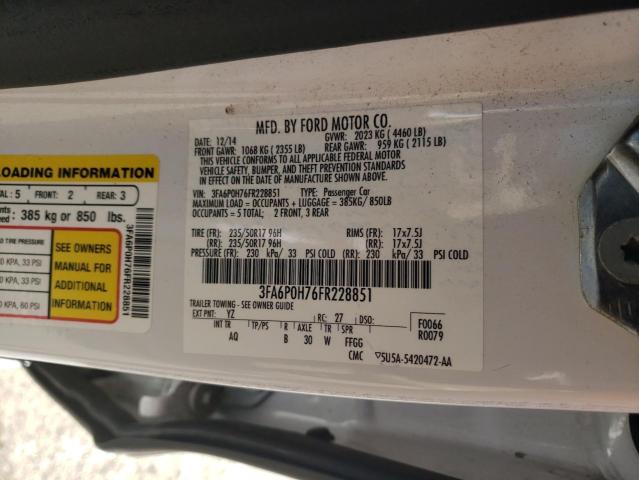 2015 FORD FUSION SE - 3FA6P0H76FR228851
