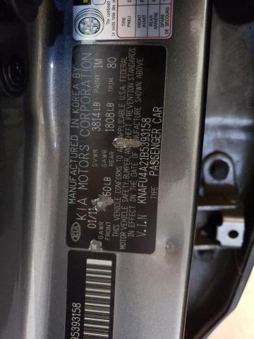 KNAFU4A21B5393158 KIA FORTE EX