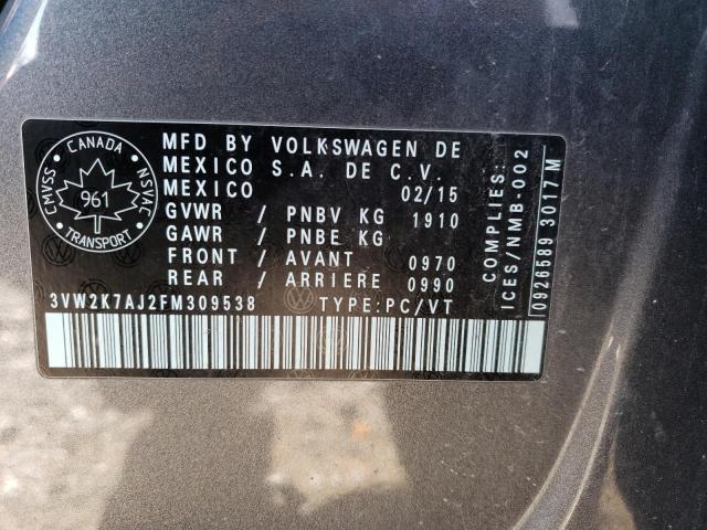 2015 VOLKSWAGEN JETTA BASE - 3VW2K7AJ2FM309538
