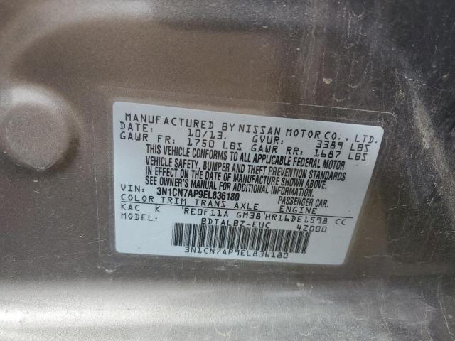 3N1CN7AP9EL836180 Nissan VERSA S