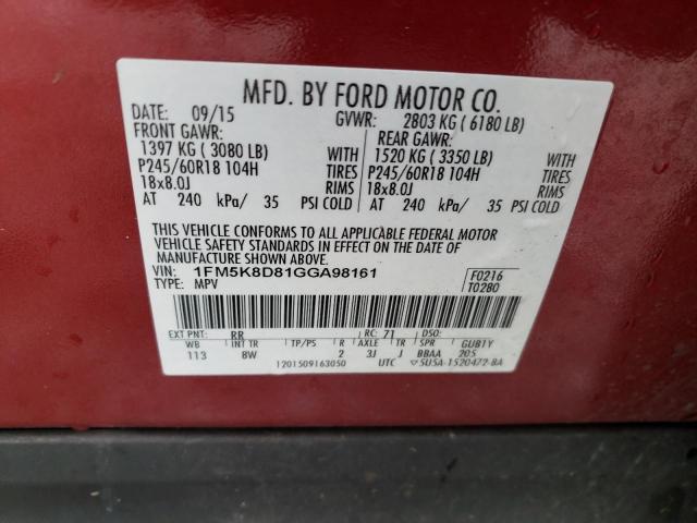 1FM5K8D81GGA98161 Ford EXPLORER XLT