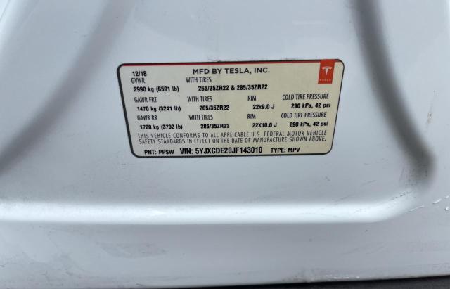 5YJXCDE20JF143010 Tesla MODEL X