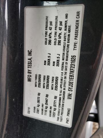 5YJ3E1EB7KF231626 Tesla MODEL 3