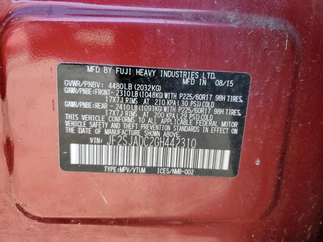 2016 SUBARU FORESTER 2 - JF2SJADC2GH442310