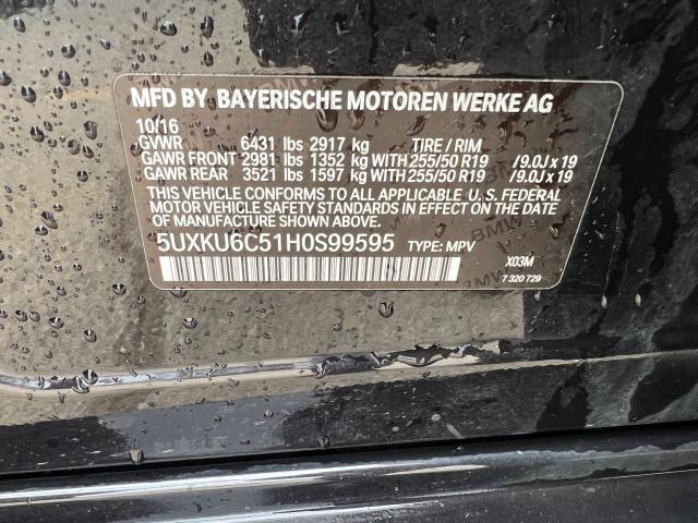 2017 BMW X6 XDRIVE5 - 5UXKU6C51H0S99595
